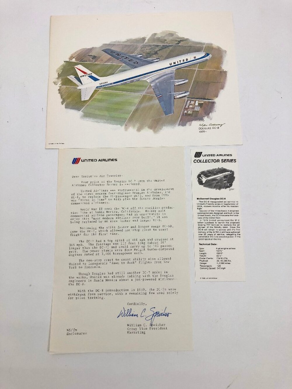 Nixon Galloway Print United Airlines Collector Series 1980 Douglas DC-8 Extras